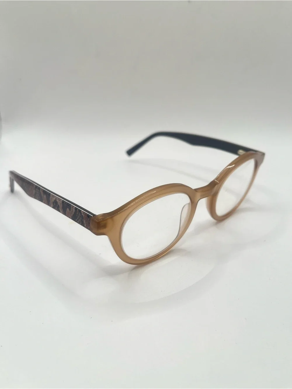Sean John Women’s 48-23-145 Round Frame Glasses in Snakeskin Print Light Brown